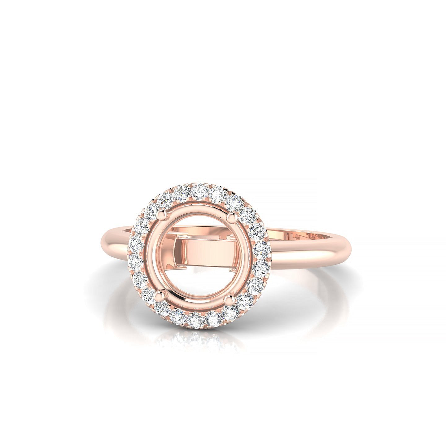 Solar Round 2-2.99 ct | 18k Rose Gold Halo Ring