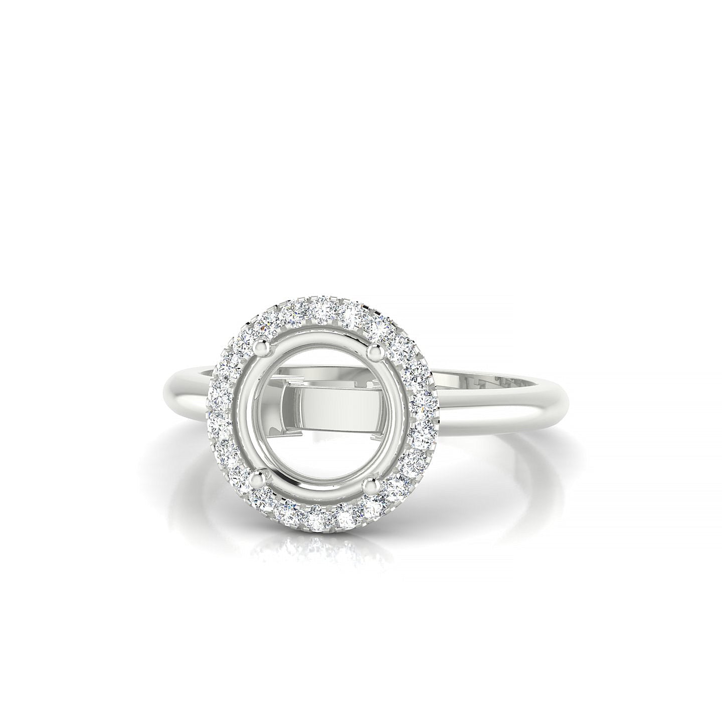 Solar Round 2-2.99 ct | 18k White Gold Halo Ring