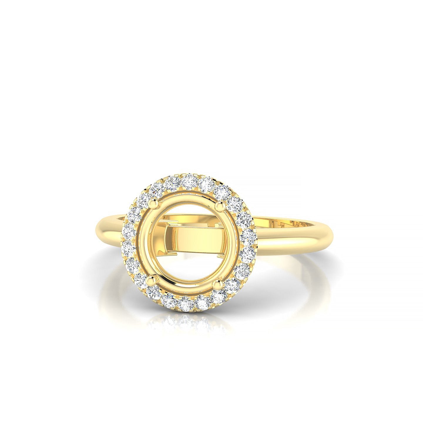 Solar Round 2-2.99 ct | 18k Yellow Gold Halo Ring