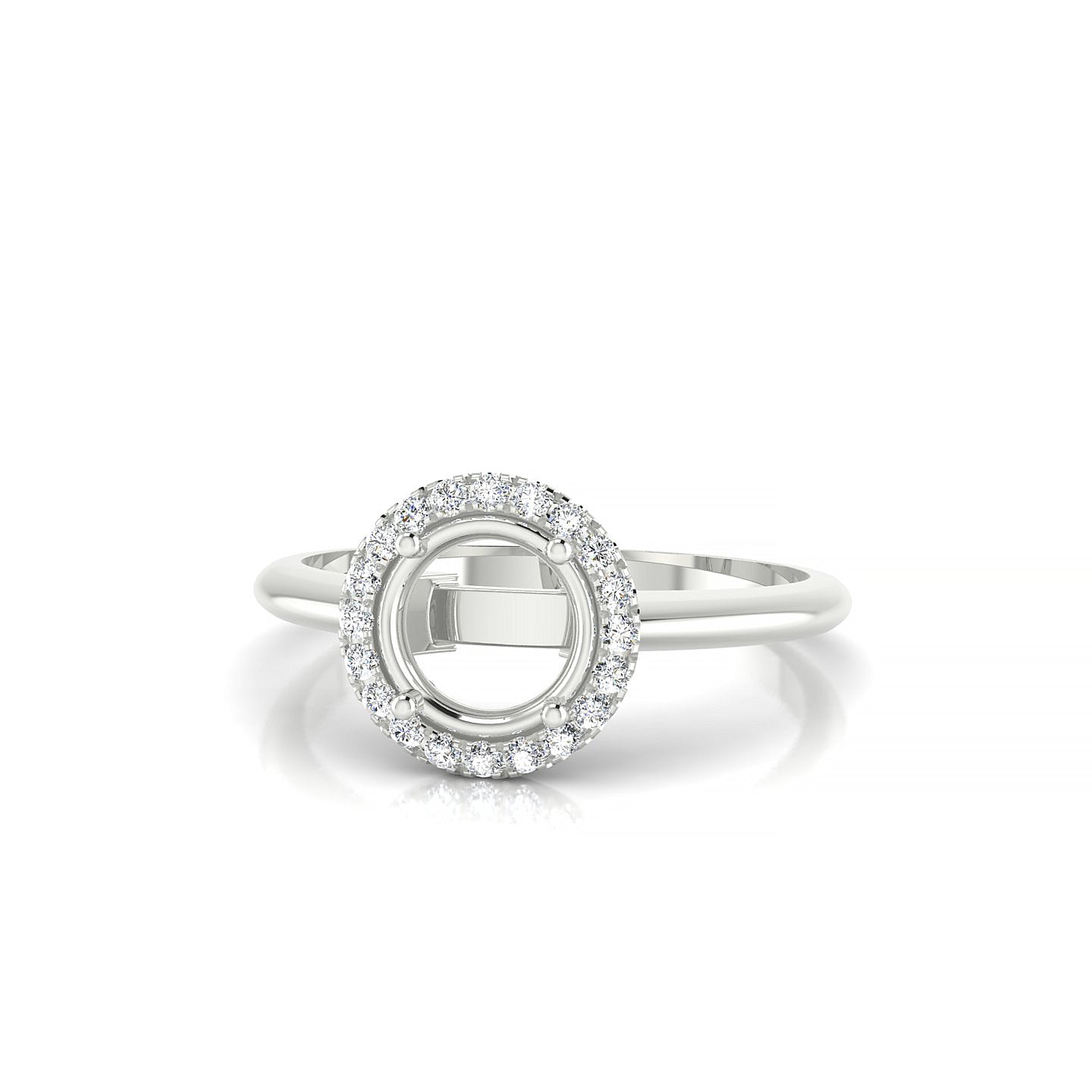 Solar Round 1-1.99 ct | 18k White Gold Halo Ring