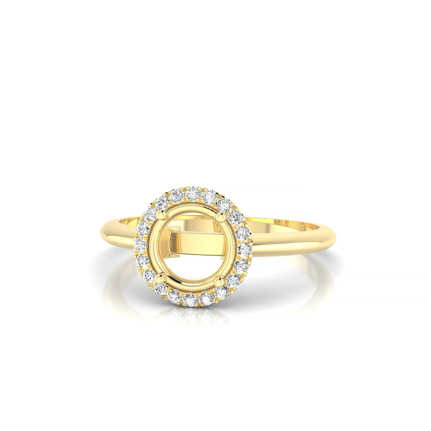 Solar Round 1-1.99 ct | 18k Yellow Gold Halo Ring