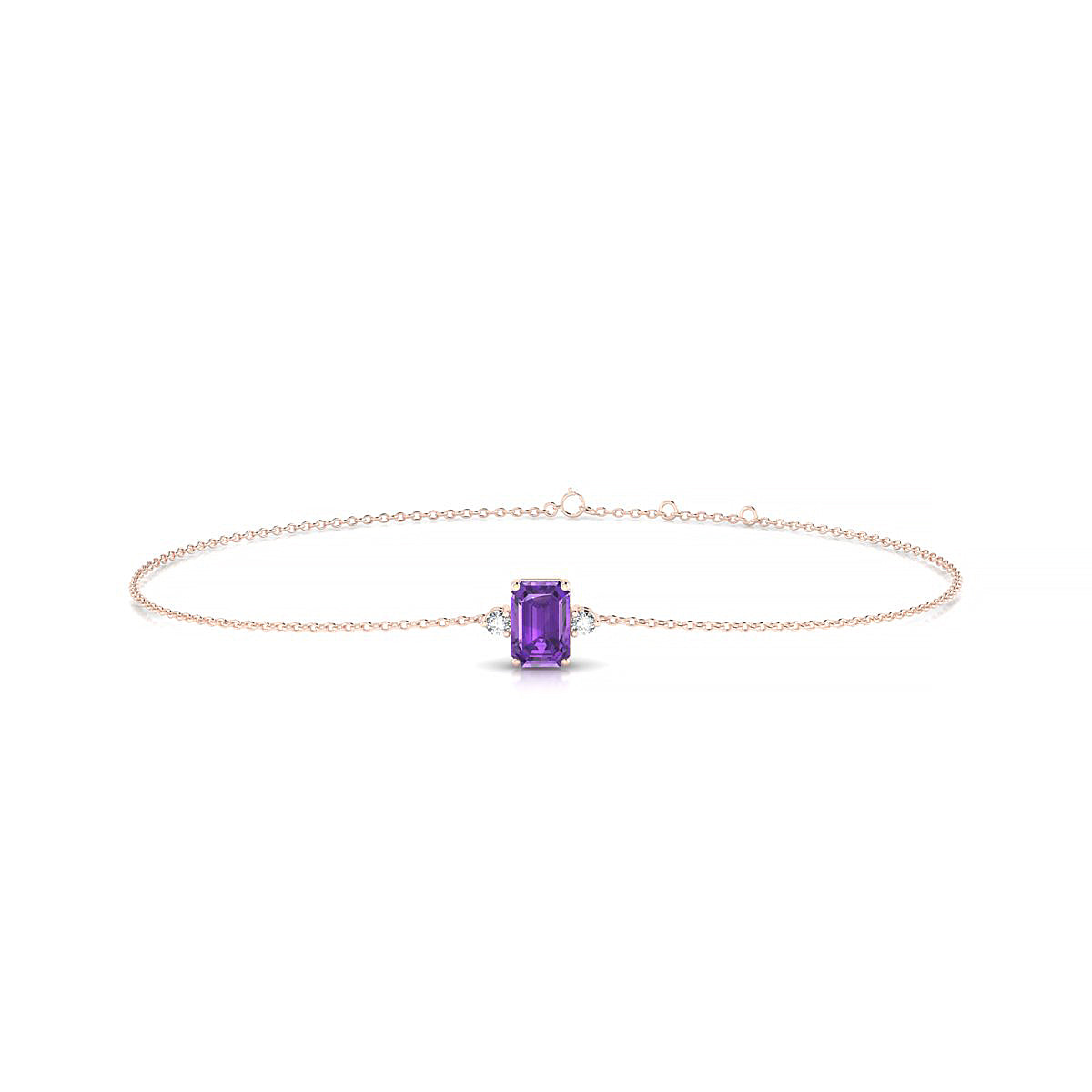 Sparkle | 18k Rose Gold 6 x 4 mm Emerald Amethyst Bracelet