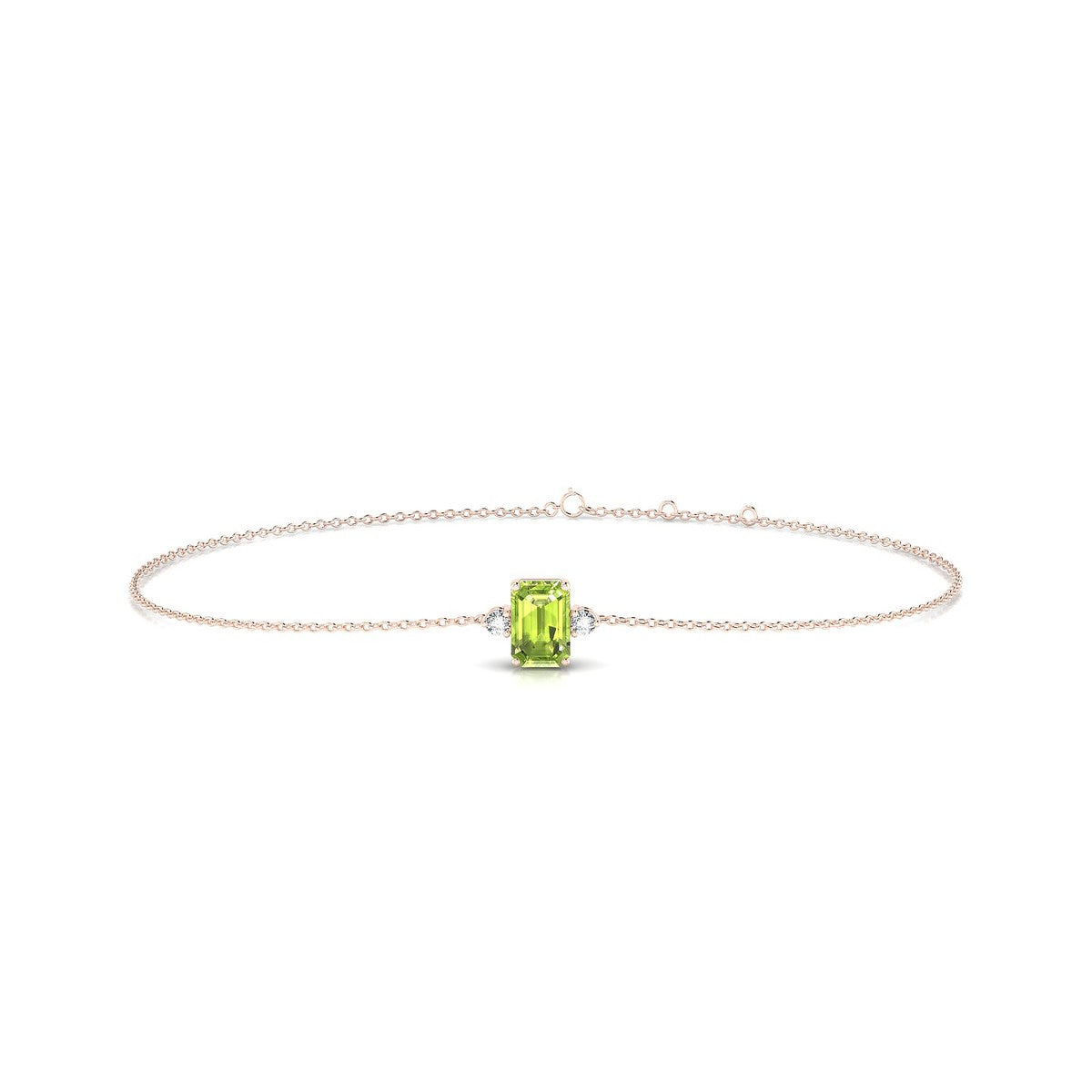 Sparkle | 18k Rose Gold 6 x 4 mm Emerald Peridot Bracelet