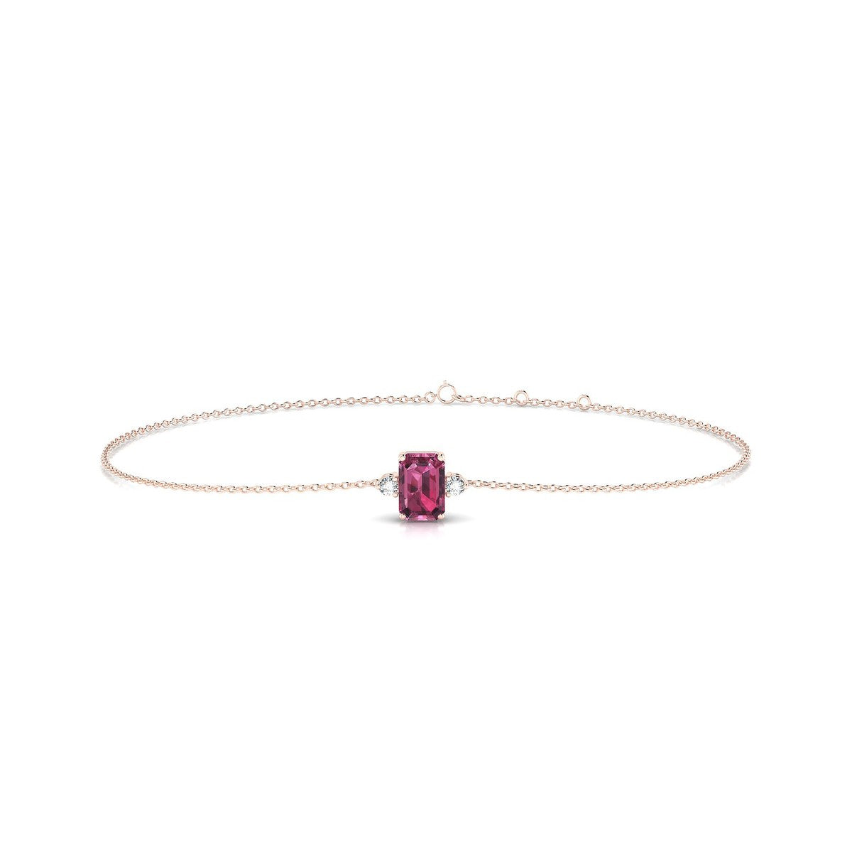 Sparkle | 18k Rose Gold 6 x 4 mm Emerald Rhodolite Bracelet