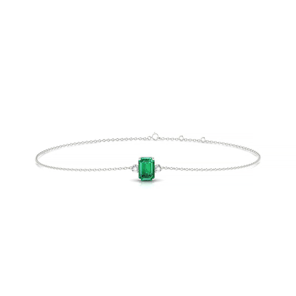 Sparkle | 18k White Gold 6 x 4 mm Emerald Emerald Bracelet