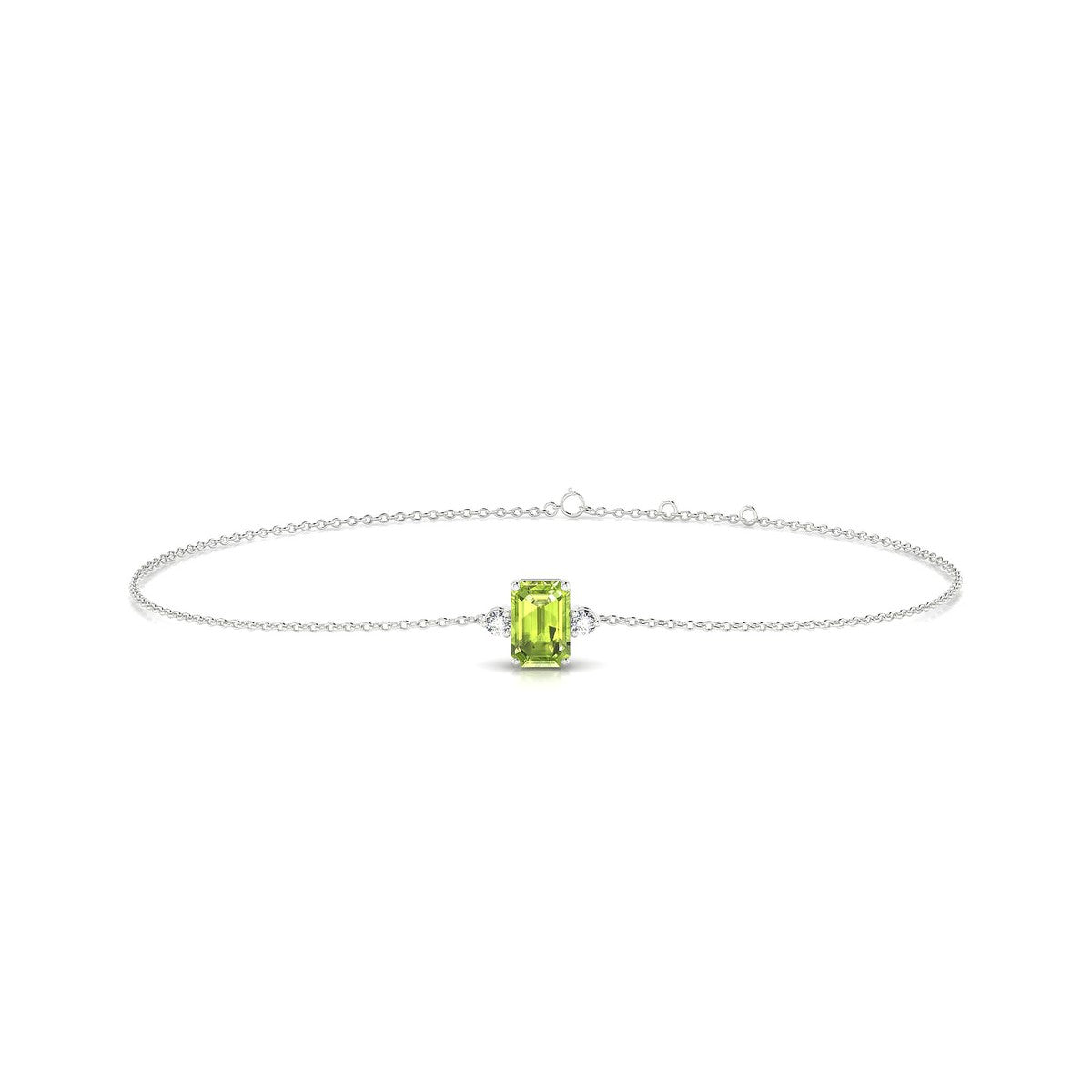 Sparkle | 18k White Gold 6 x 4 mm Emerald Peridot Bracelet