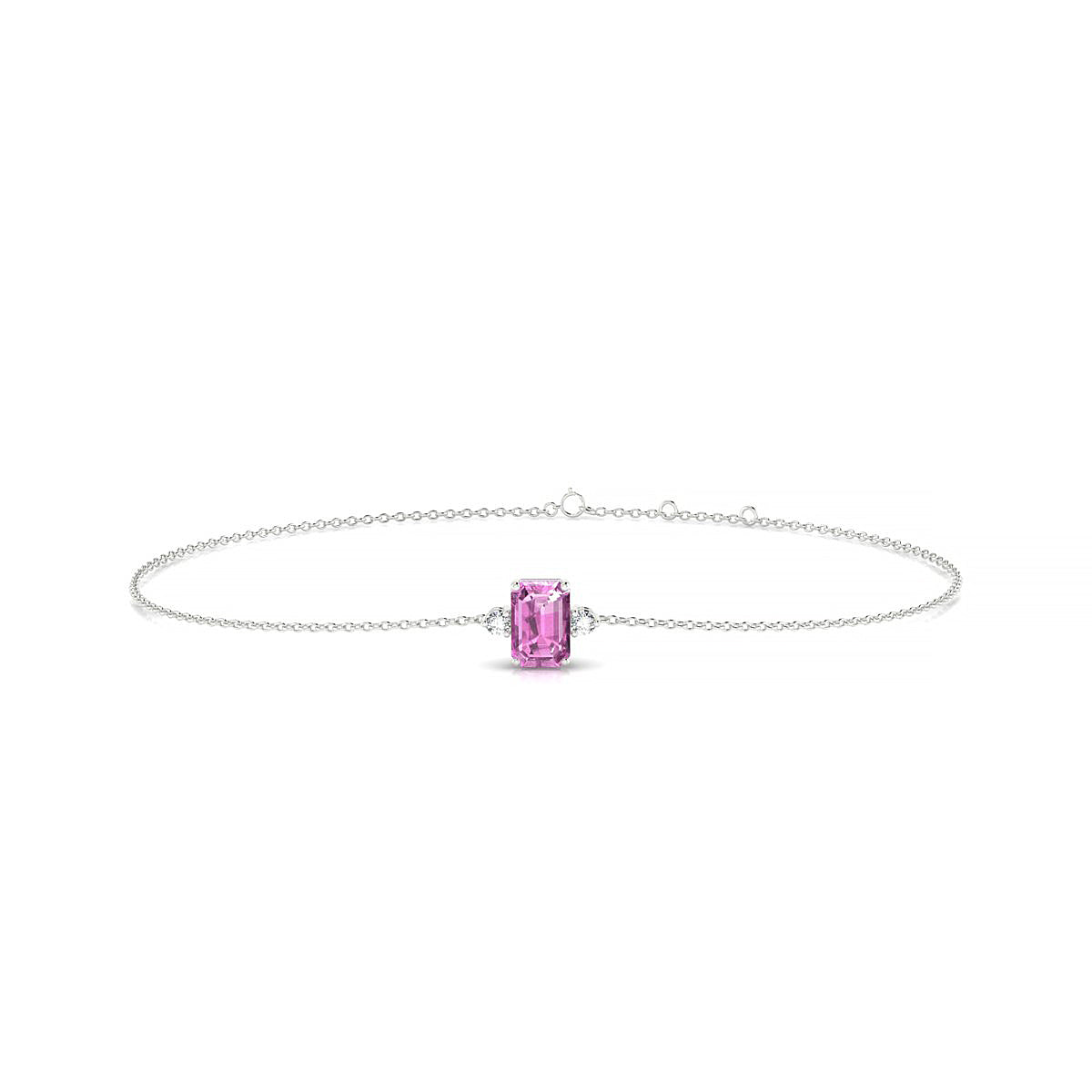 Sparkle | 18k White Gold 6 x 4 mm Emerald Pink Sapphire Bracelet