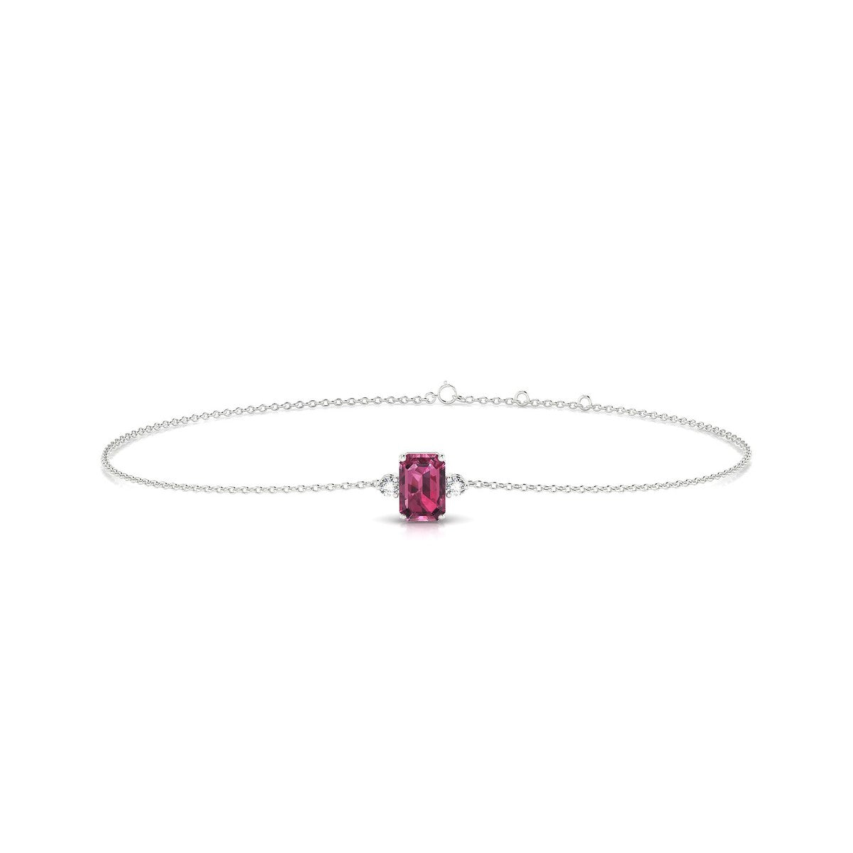 Sparkle | 18k White Gold 6 x 4 mm Emerald Rhodolite Bracelet