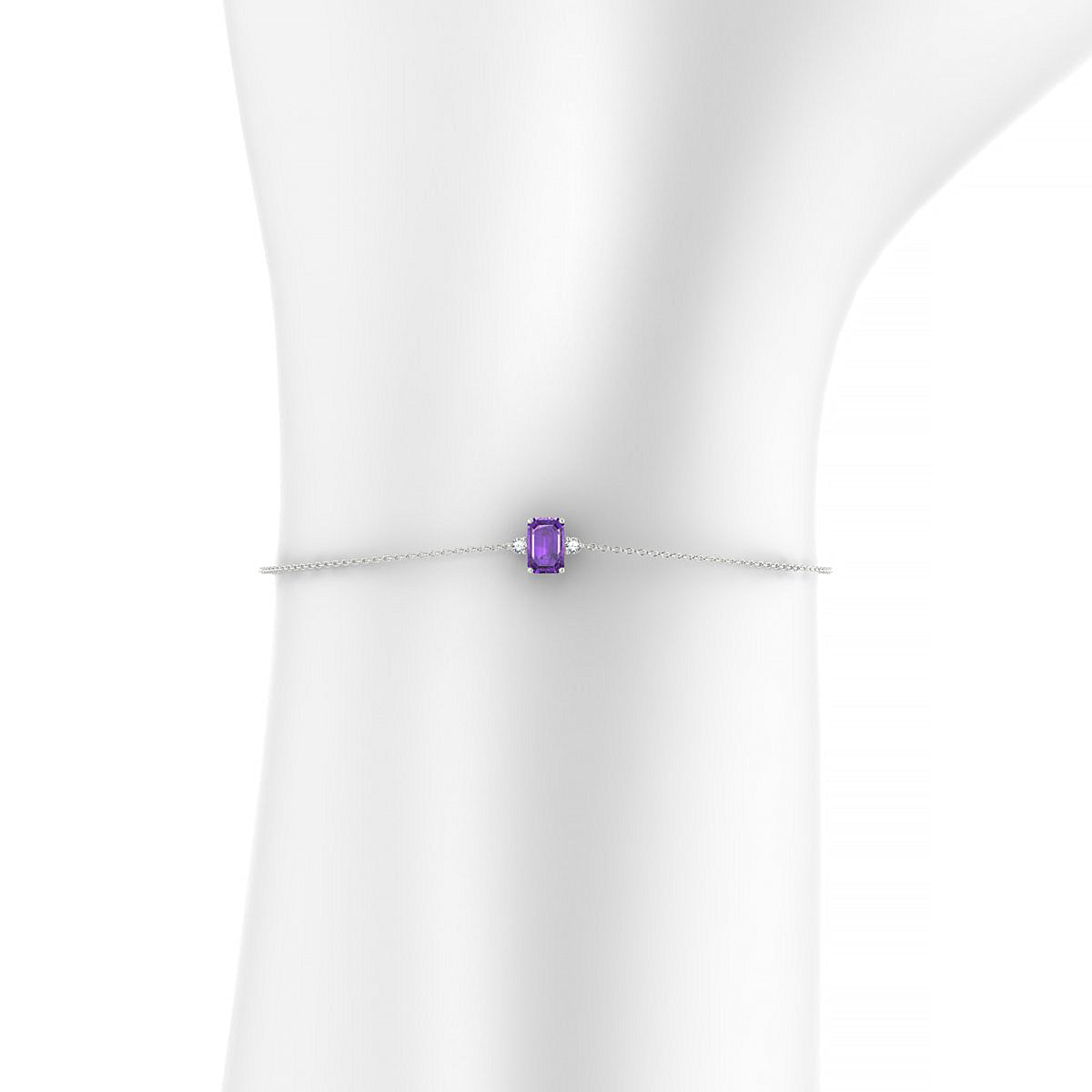 Sparkle | 18k White Gold 6 x 4 mm Emerald Amethyst Bracelet