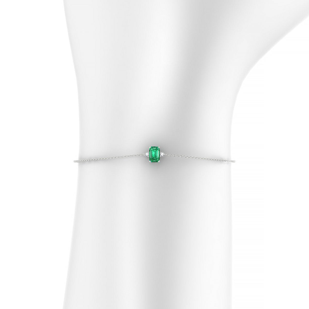 Sparkle | 18k White Gold 6 x 4 mm Emerald Emerald Bracelet