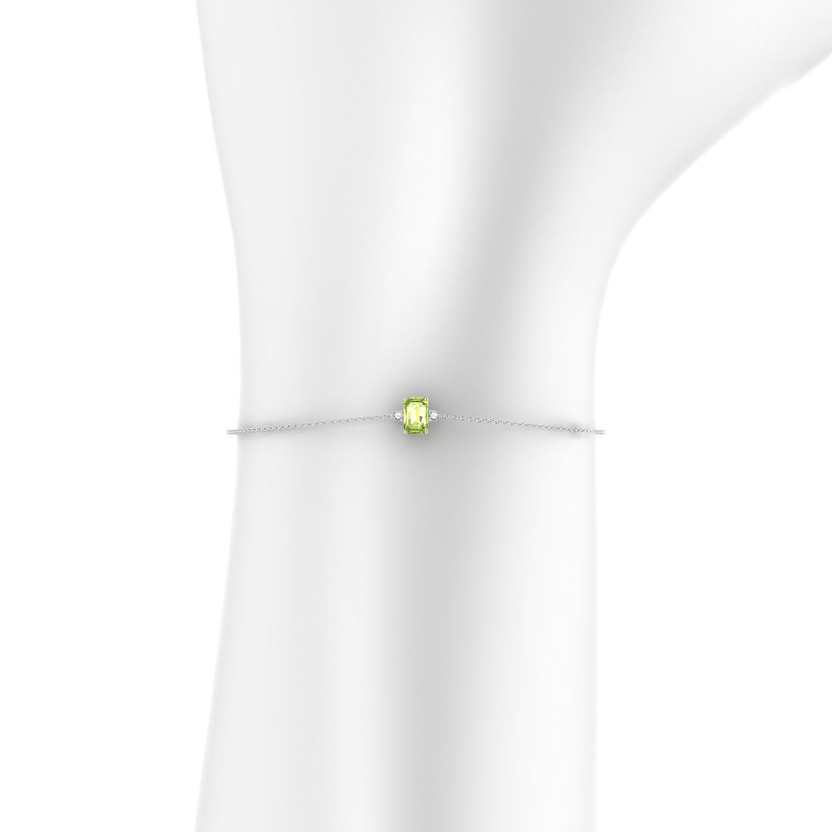 Sparkle | 18k White Gold 6 x 4 mm Emerald Peridot Bracelet