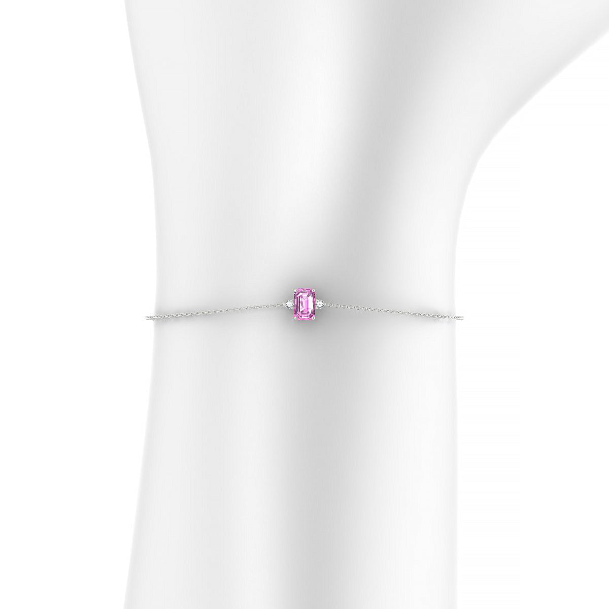 Sparkle | 18k White Gold 6 x 4 mm Emerald Pink Sapphire Bracelet