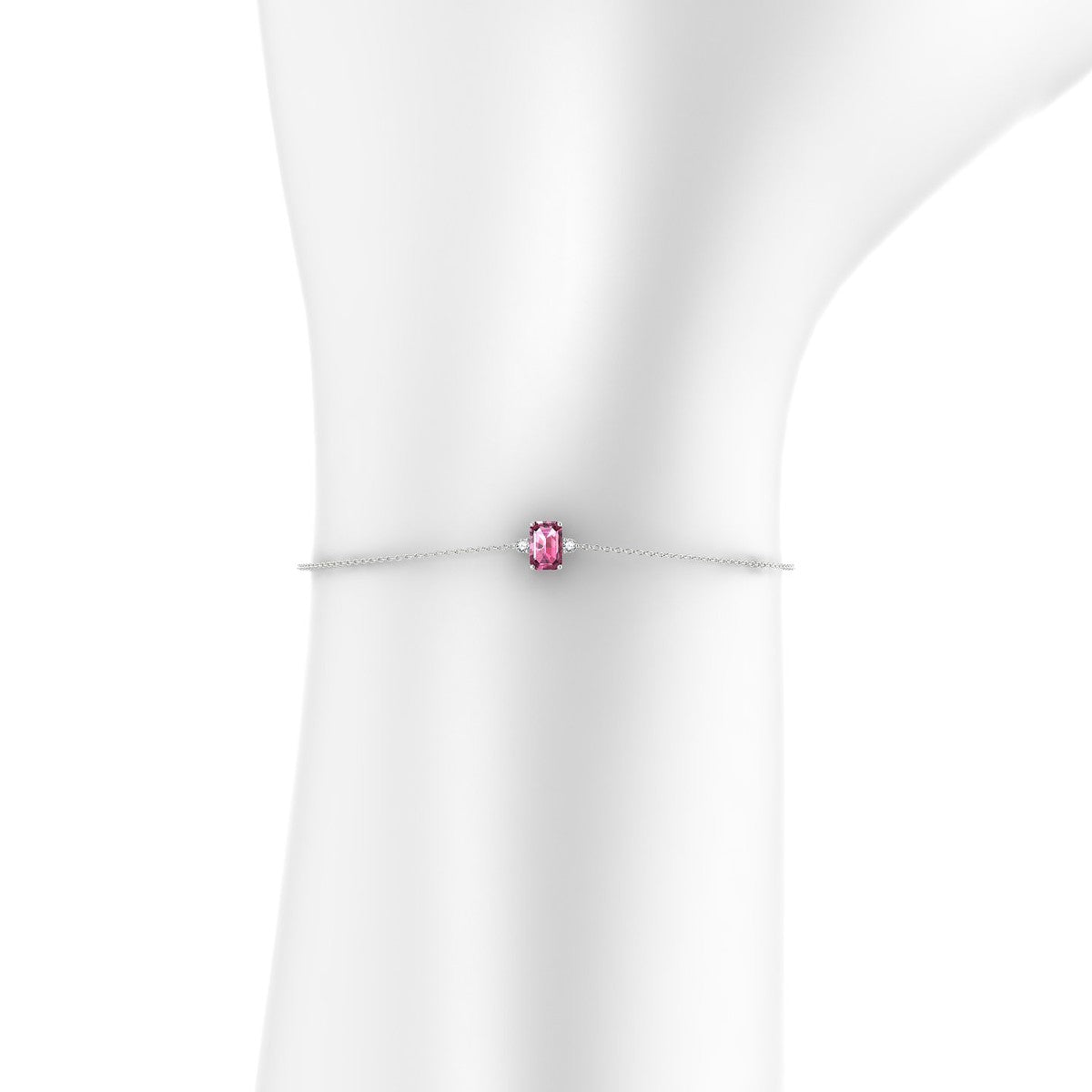 Sparkle | 18k White Gold 6 x 4 mm Emerald Rhodolite Bracelet