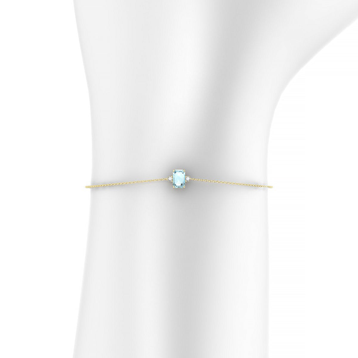 Sparkle | 18k Yellow Gold 6 x 4 mm Emerald Aquamarine Bracelet