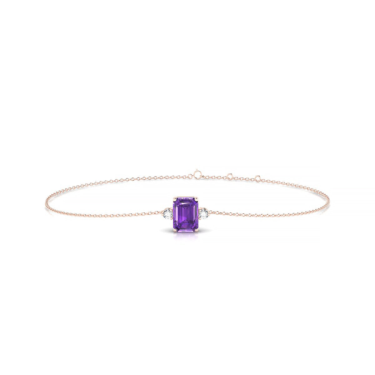 Sparkle | 18k Rose Gold 7 x 5 mm Emerald Amethyst Bracelet