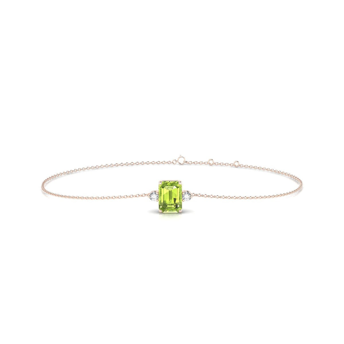 Sparkle | 18k Rose Gold 7 x 5 mm Emerald Peridot Bracelet