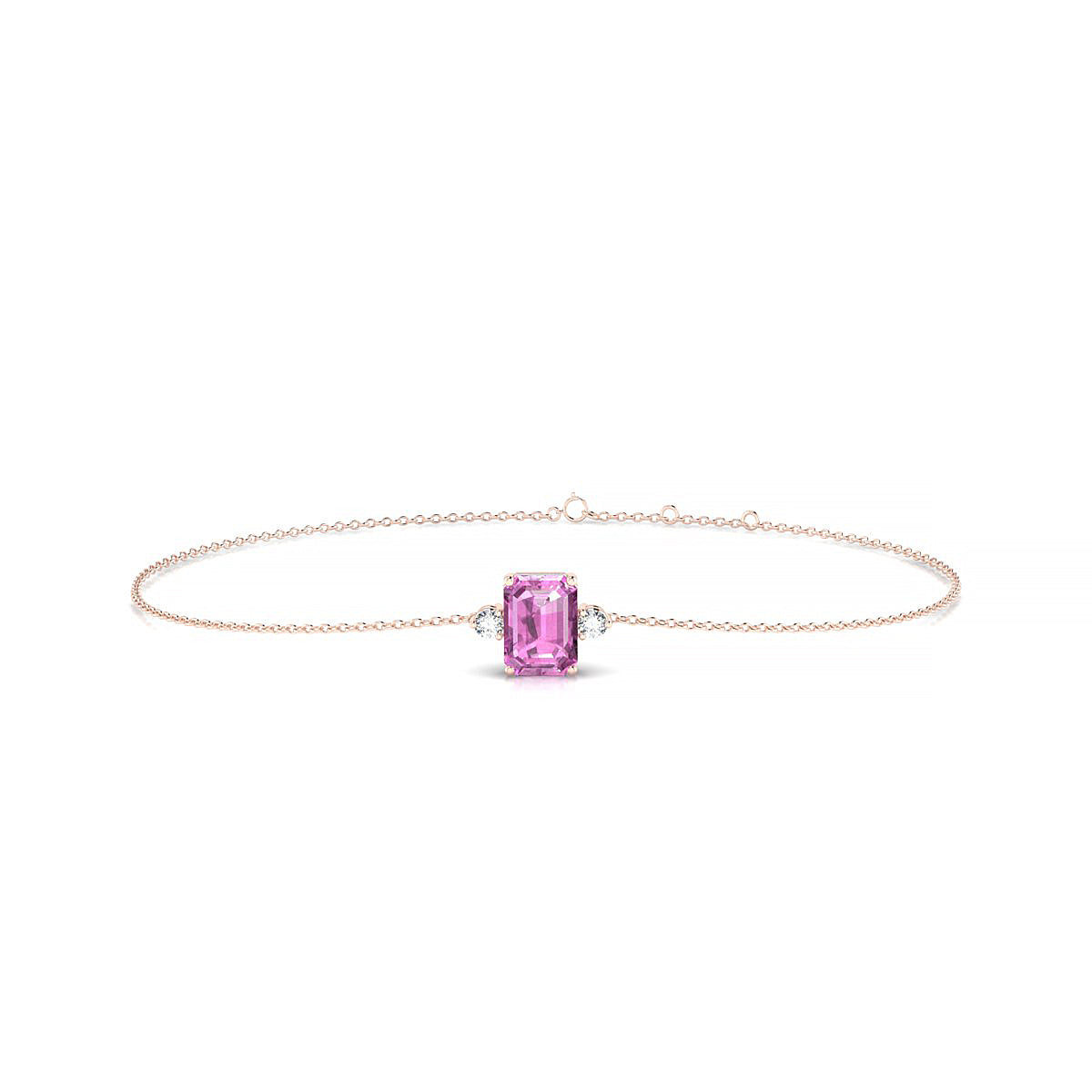 Sparkle | 18k Rose Gold 7 x 5 mm Emerald Pink Sapphire Bracelet