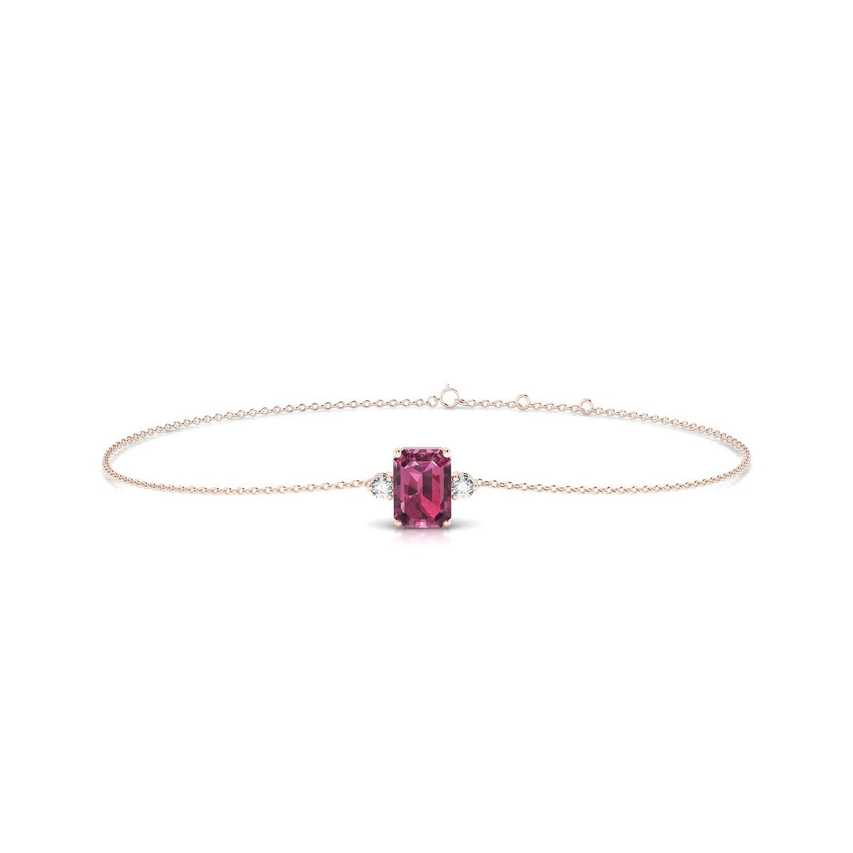 Sparkle | 18k Rose Gold 7 x 5 mm Emerald Rhodolite Bracelet