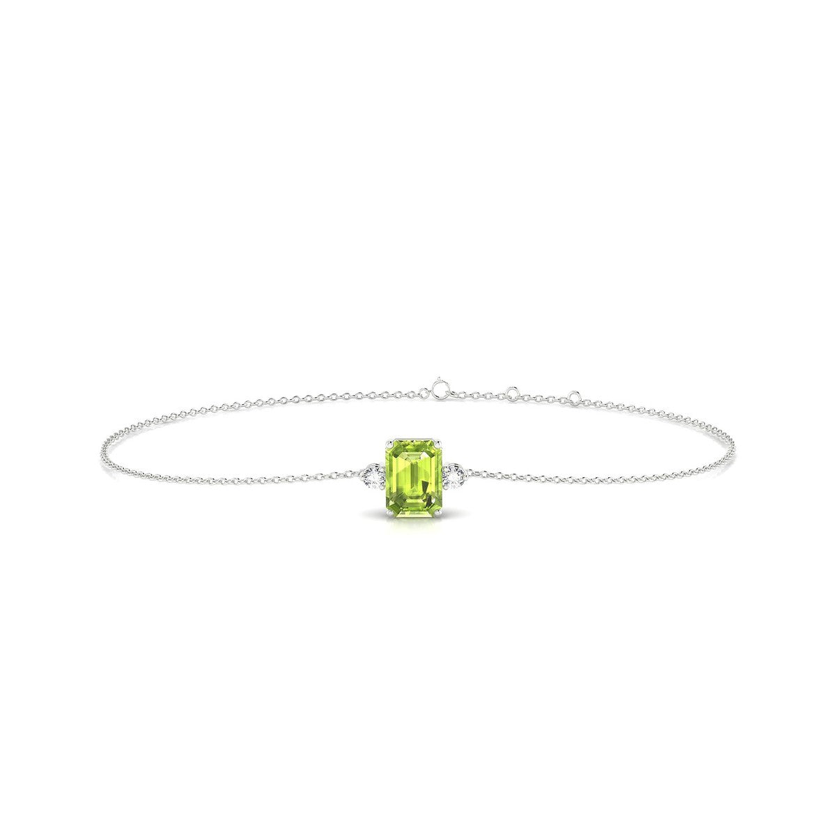 Sparkle | 18k White Gold 7 x 5 mm Emerald Peridot Bracelet