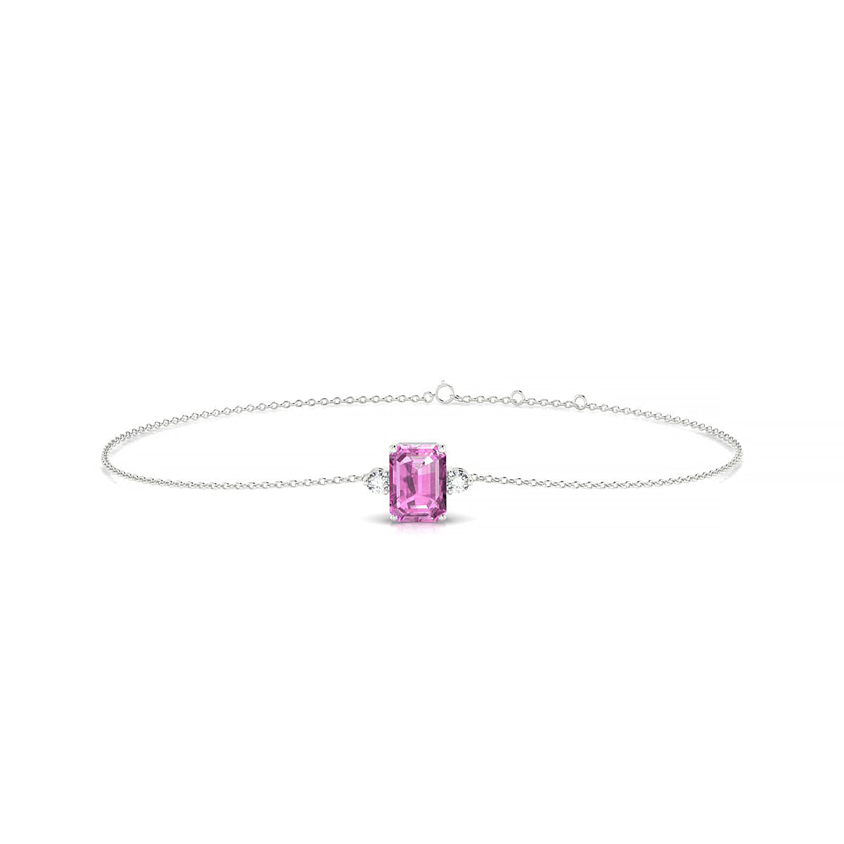 Sparkle | 18k White Gold 7 x 5 mm Emerald Pink Sapphire Bracelet