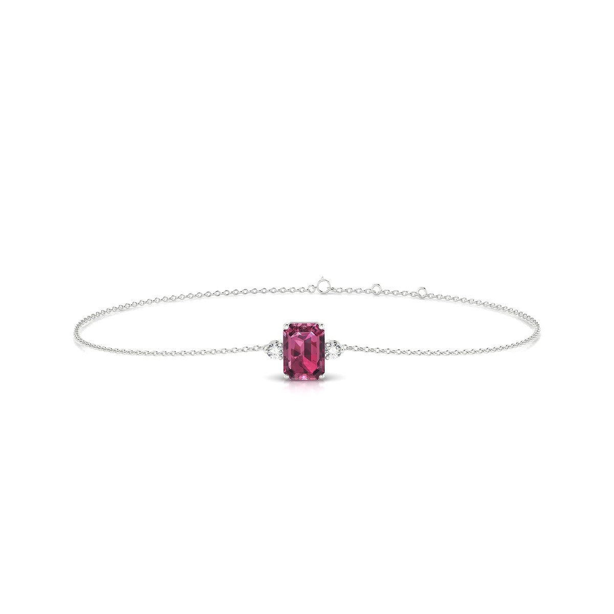 Sparkle | 18k White Gold 7 x 5 mm Emerald Rhodolite Bracelet