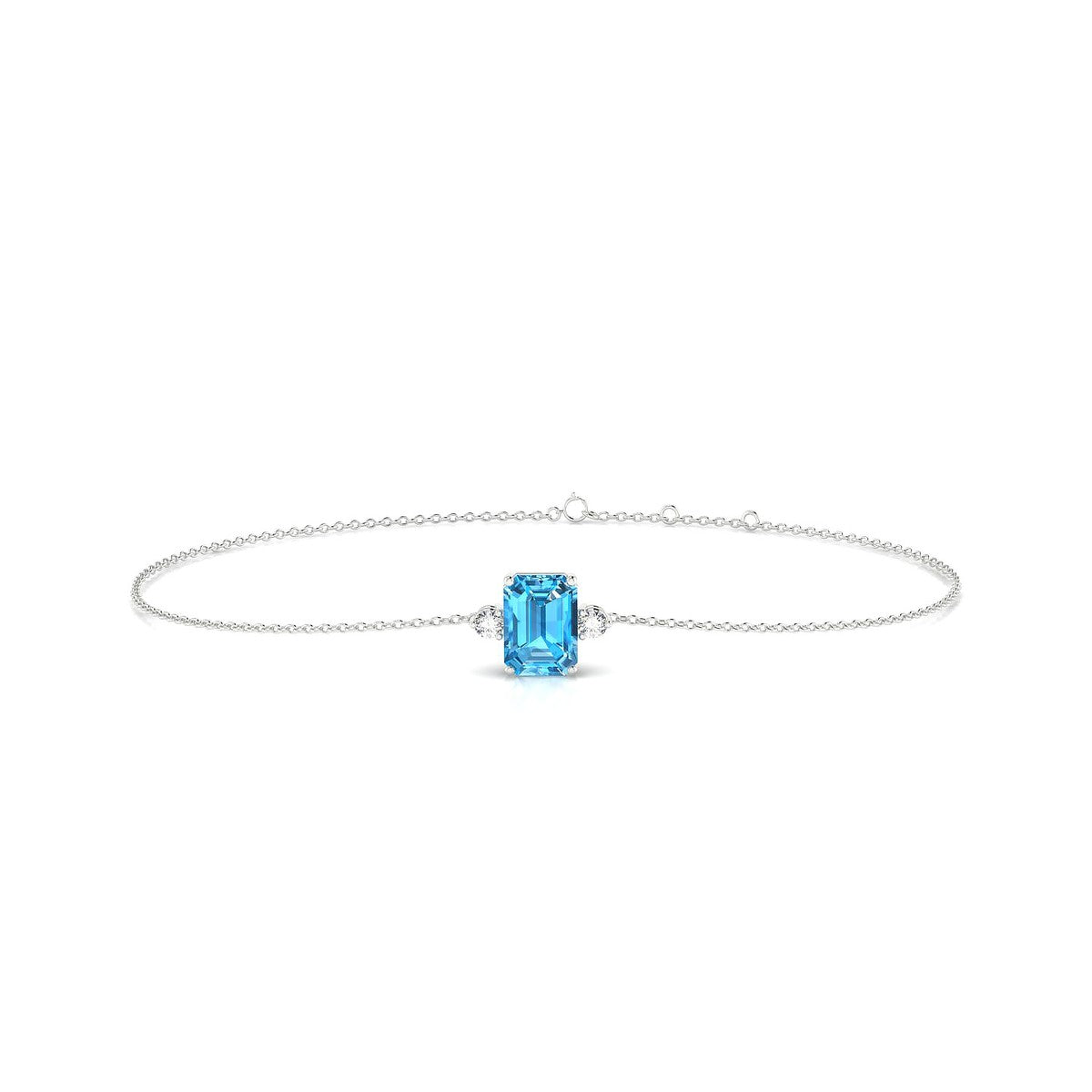 Sparkle | 18k White Gold 7 x 5 mm Emerald Topaz Bracelet