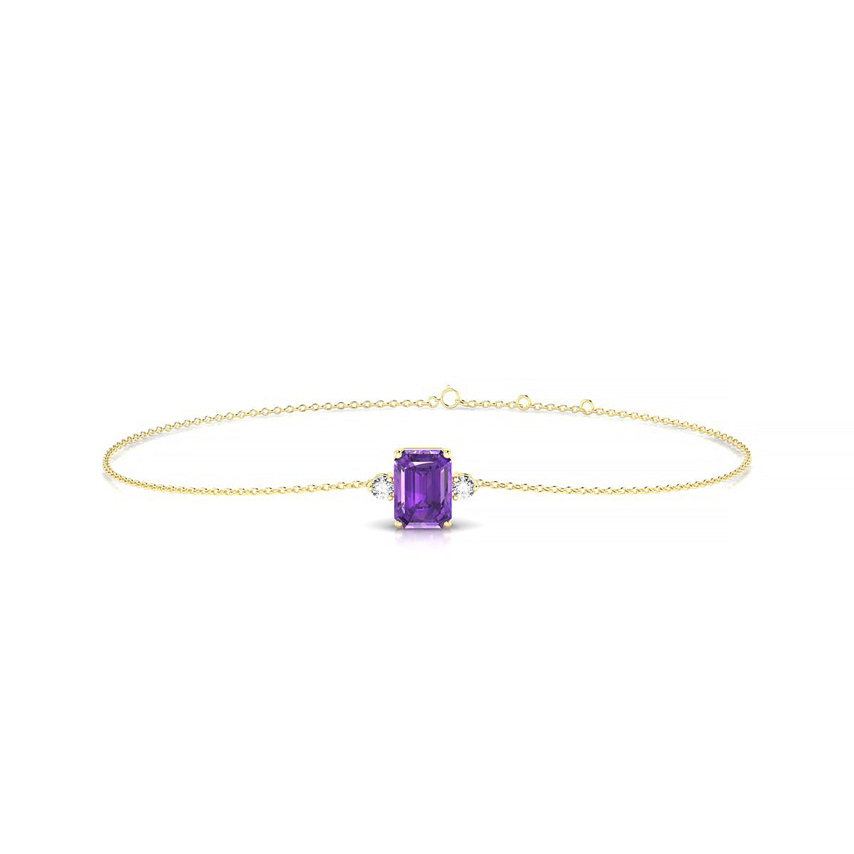 Sparkle | 18k Yellow Gold 7 x 5 mm Emerald Amethyst Bracelet