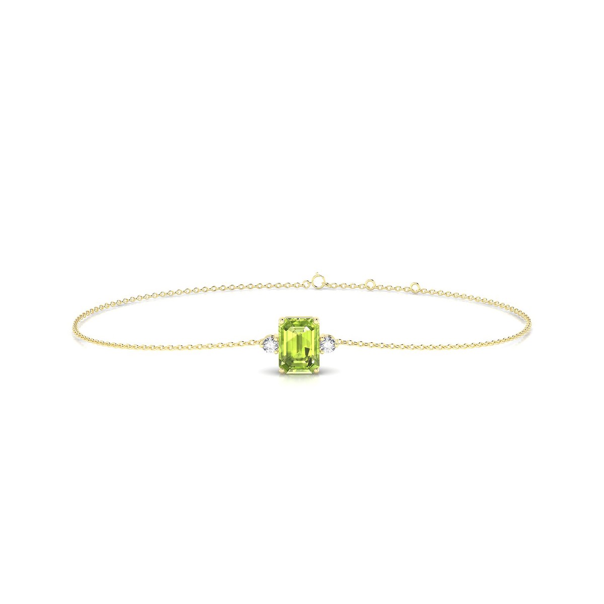 Sparkle | 18k Yellow Gold 7 x 5 mm Emerald Peridot Bracelet