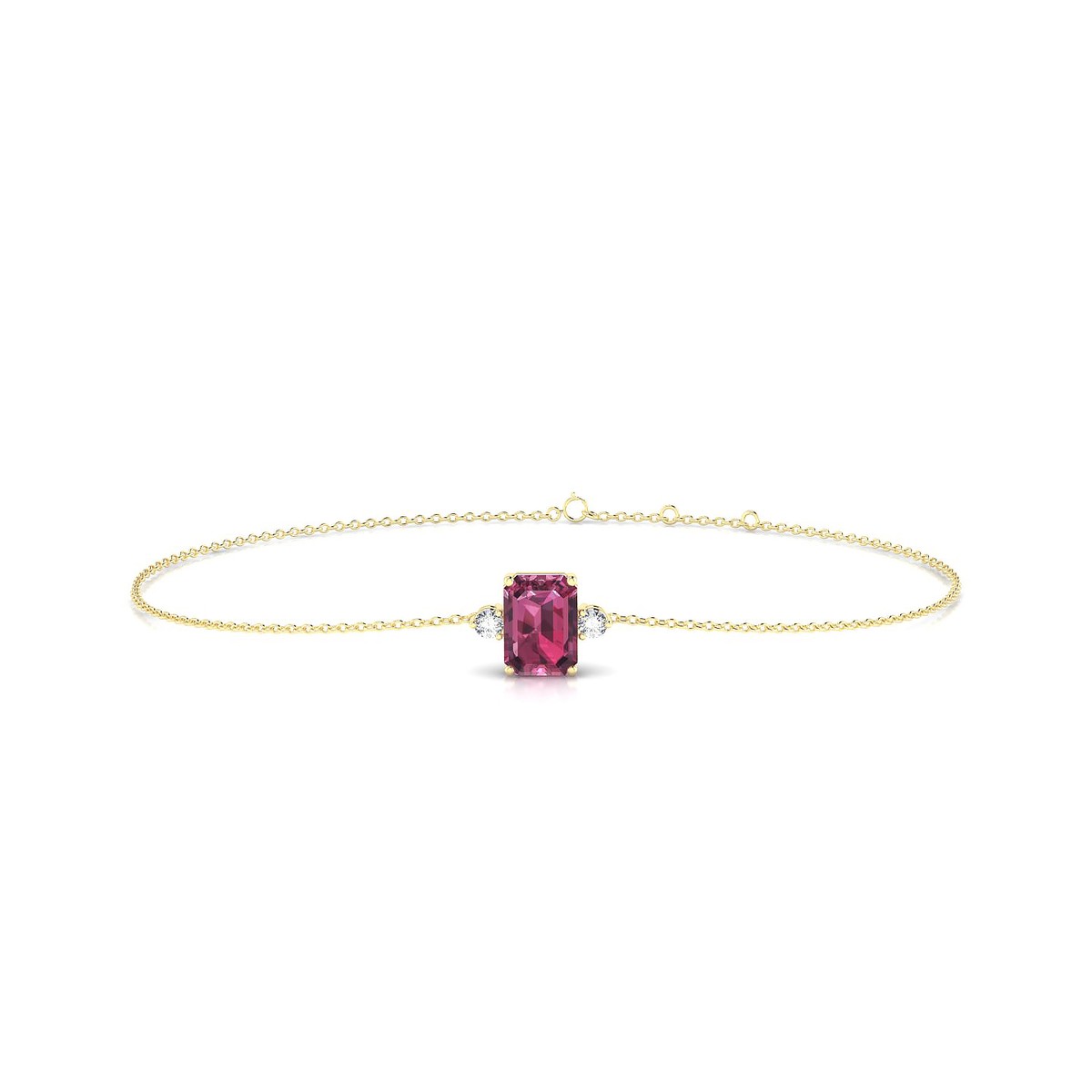 Sparkle | 18k Yellow Gold 7 x 5 mm Emerald Rhodolite Bracelet