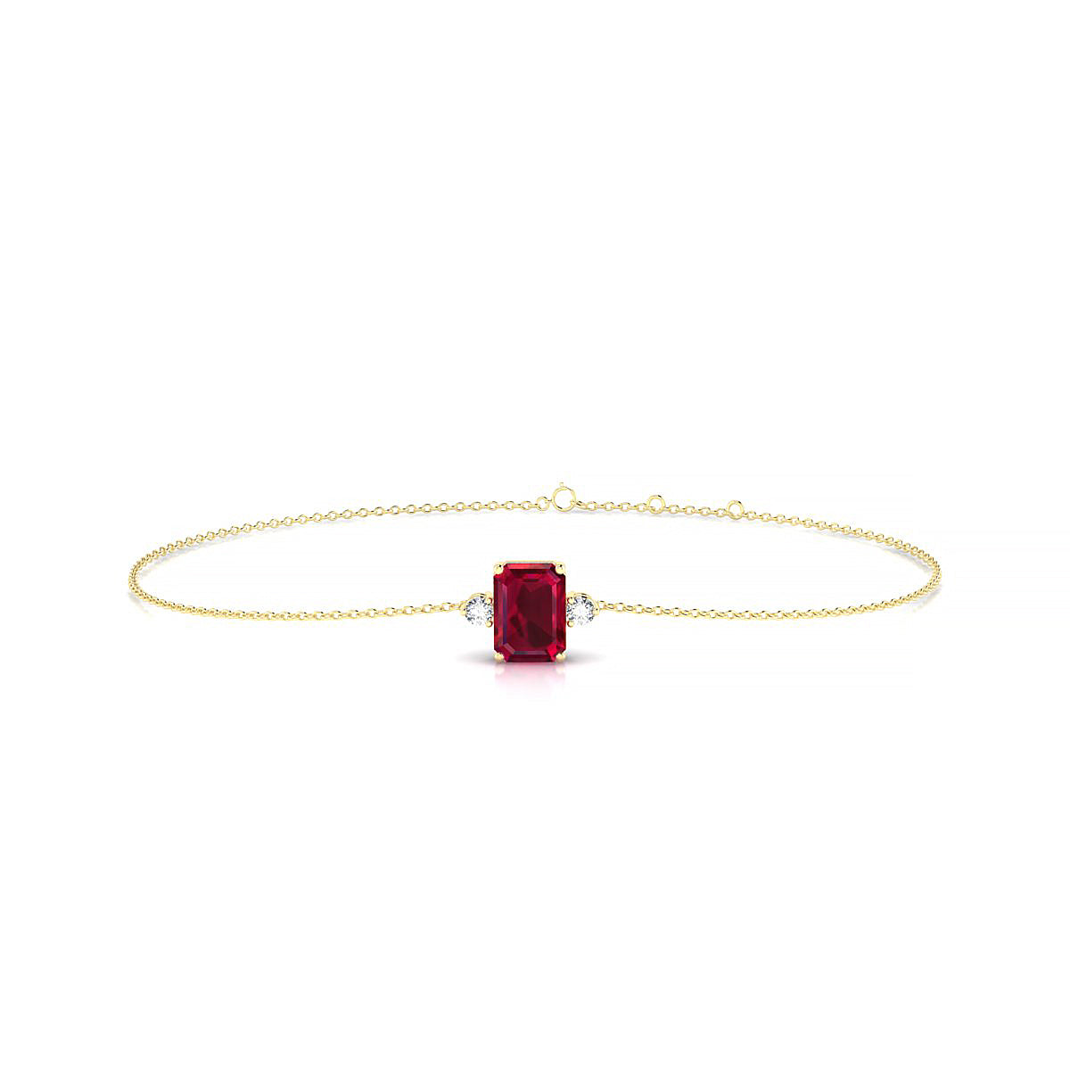 Sparkle | 18k Yellow Gold 7 x 5 mm Emerald Ruby Bracelet
