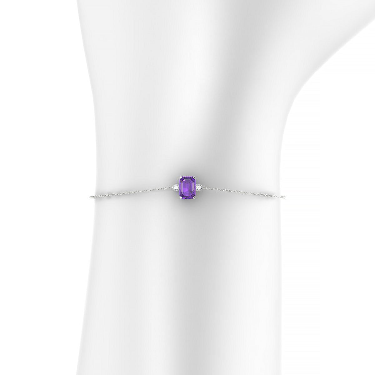 Sparkle | 18k White Gold 7 x 5 mm Emerald Amethyst Bracelet
