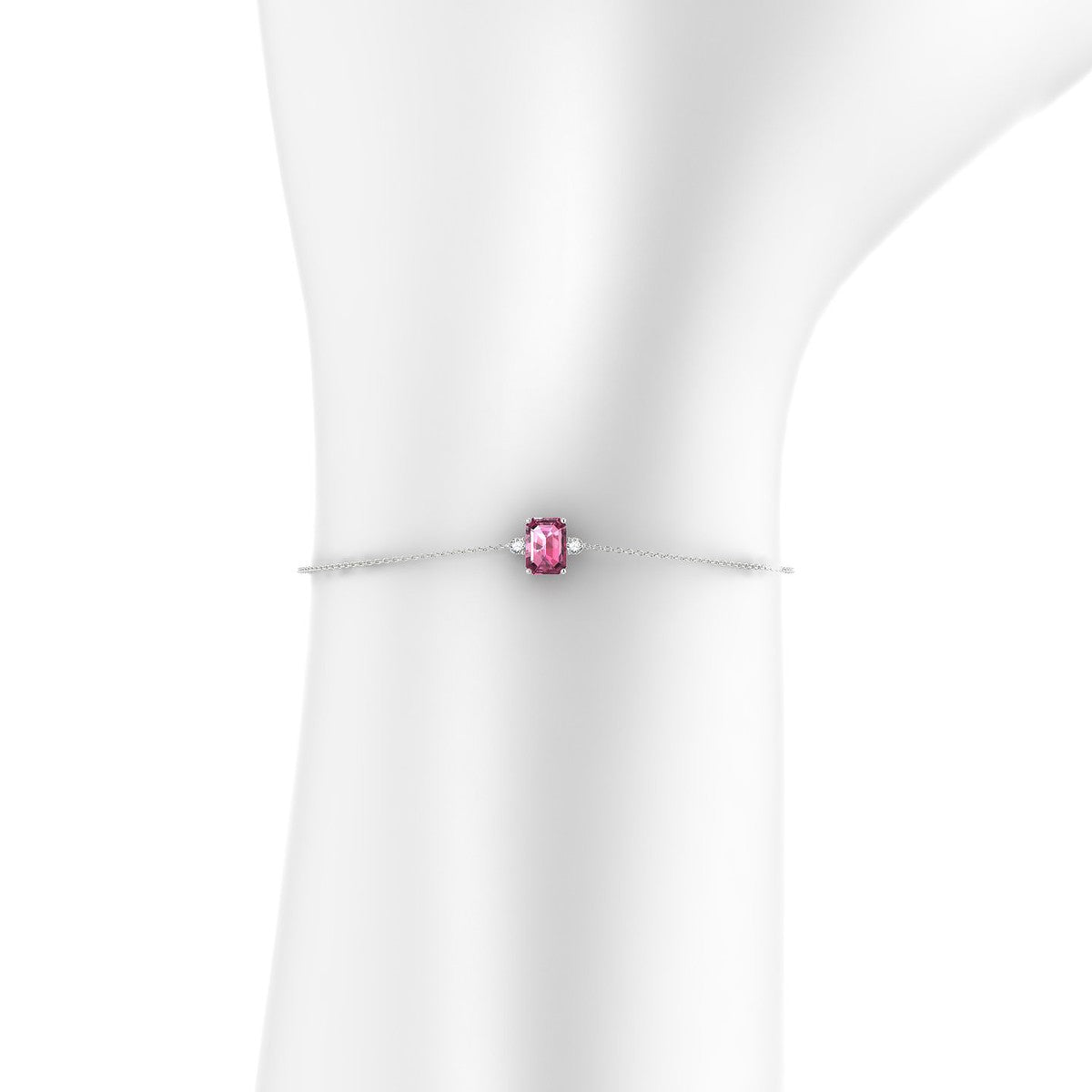 Sparkle | 18k White Gold 7 x 5 mm Emerald Rhodolite Bracelet