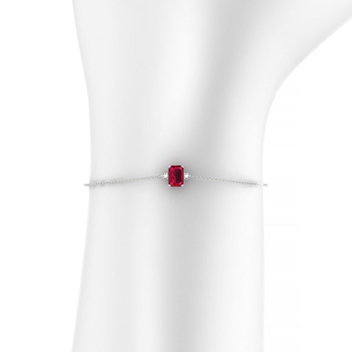 Sparkle | 18k White Gold 7 x 5 mm Emerald Ruby Bracelet