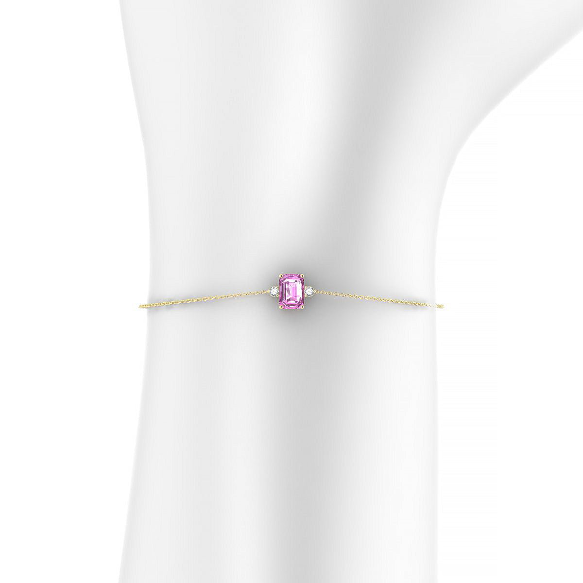 Sparkle | 18k Yellow Gold 7 x 5 mm Emerald Pink Sapphire Bracelet
