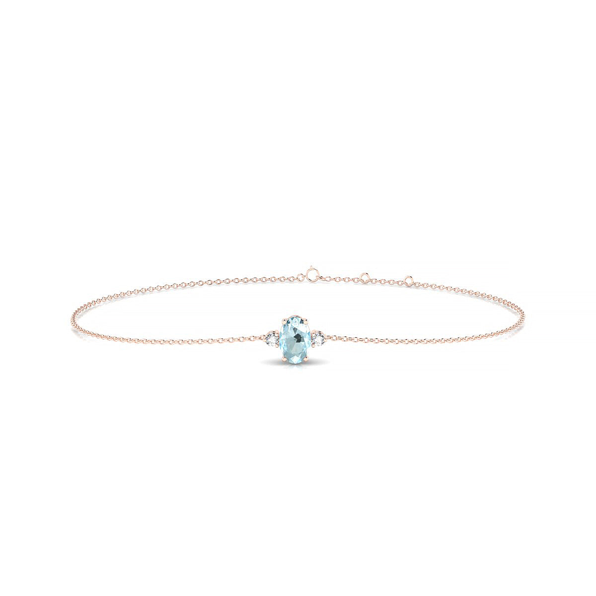 Sparkle | 18k Rose Gold 6 x 4 mm Oval Aquamarine Bracelet