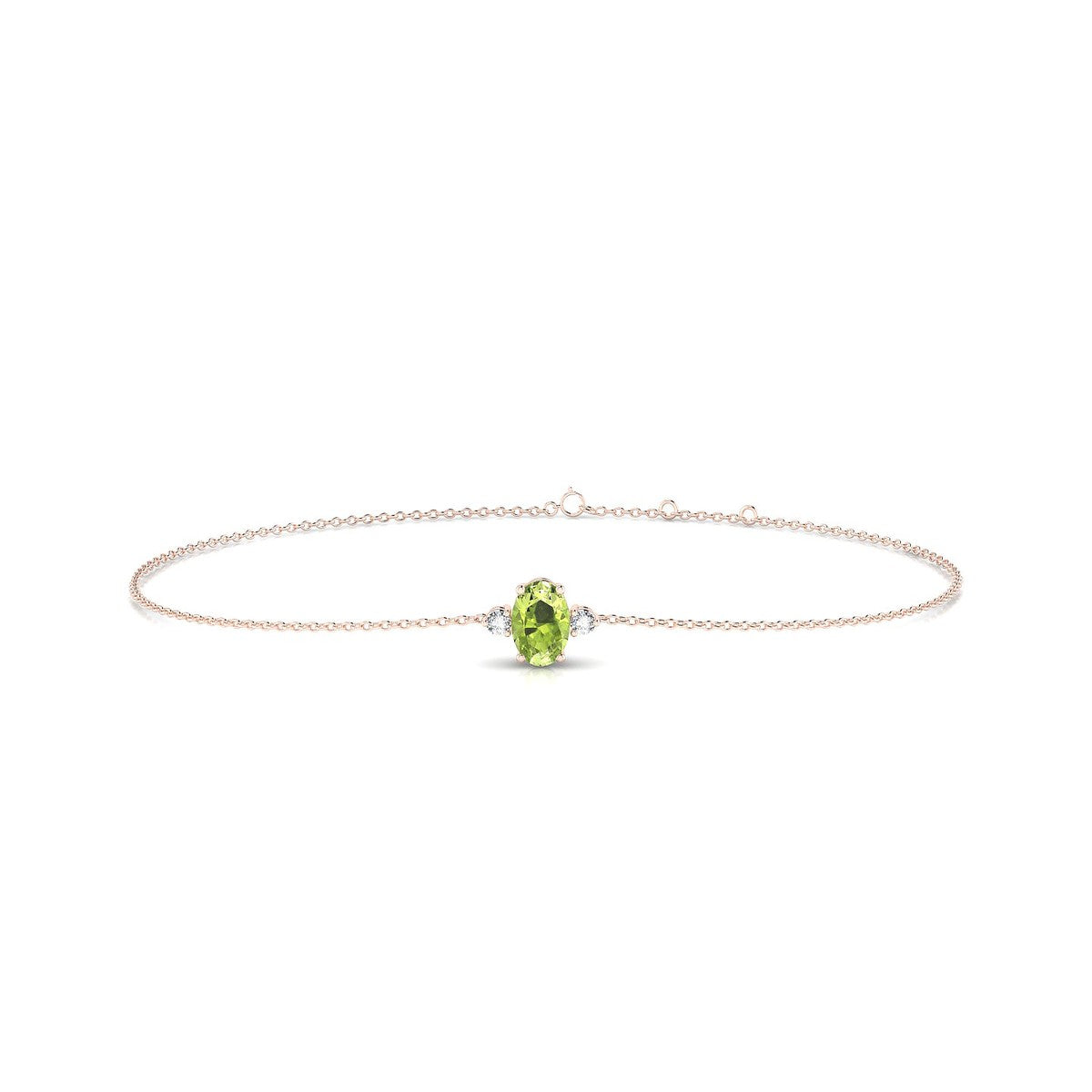 Sparkle | 18k Rose Gold 6 x 4 mm Oval Peridot Bracelet