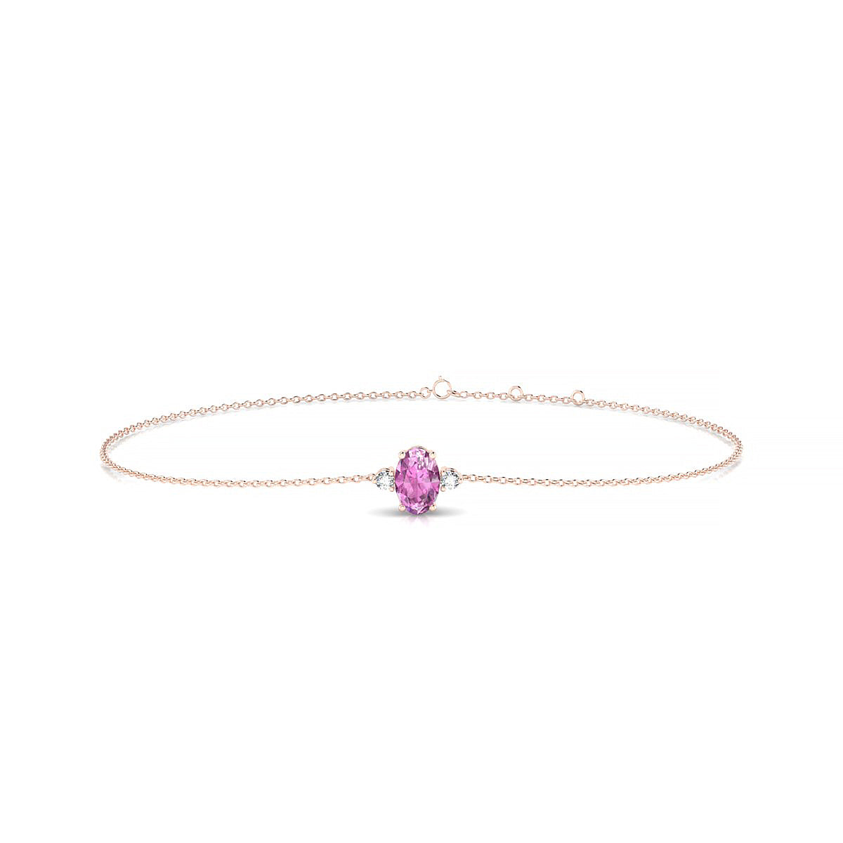 Sparkle | 18k Rose Gold 6 x 4 mm Oval Pink Sapphire Bracelet