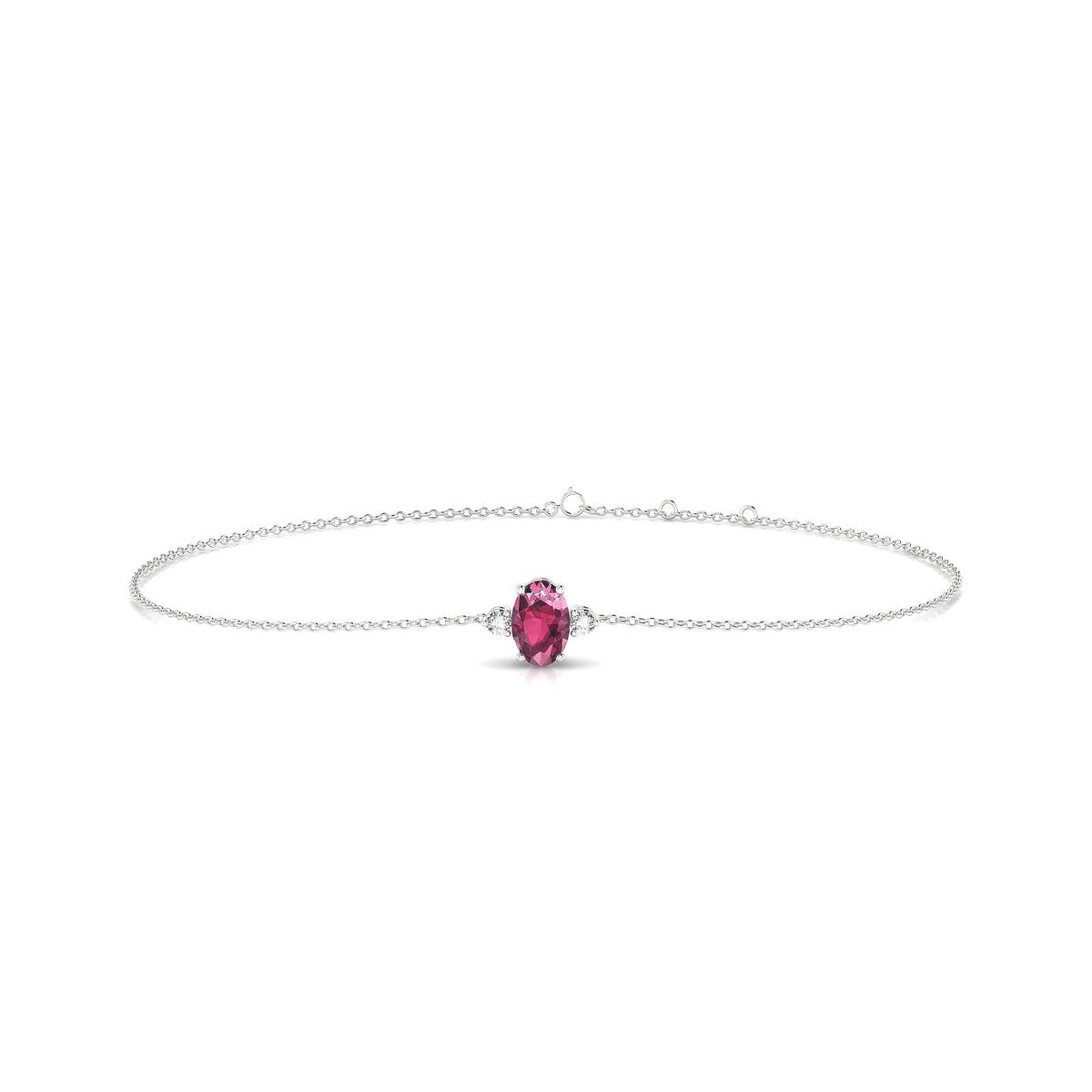 Sparkle | 18k White Gold 6 x 4 mm Oval Rhodolite Bracelet