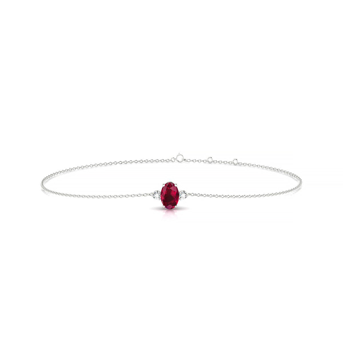 Sparkle | 18k White Gold 6 x 4 mm Oval Ruby Bracelet