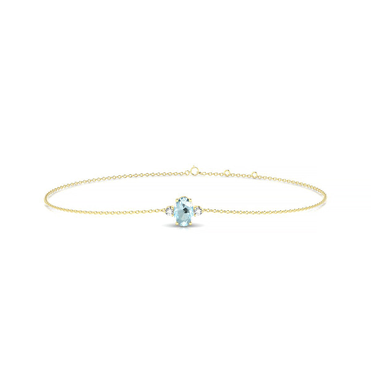 Sparkle | 18k Yellow Gold 6 x 4 mm Oval Aquamarine Bracelet
