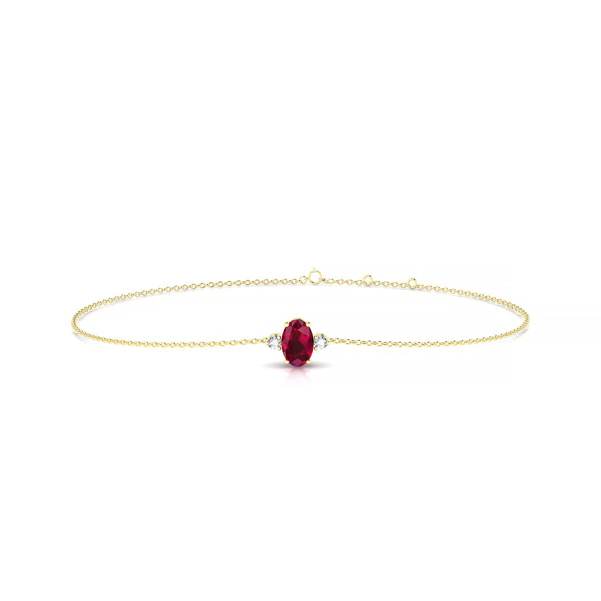 Sparkle | 18k Yellow Gold 6 x 4 mm Oval Ruby Bracelet