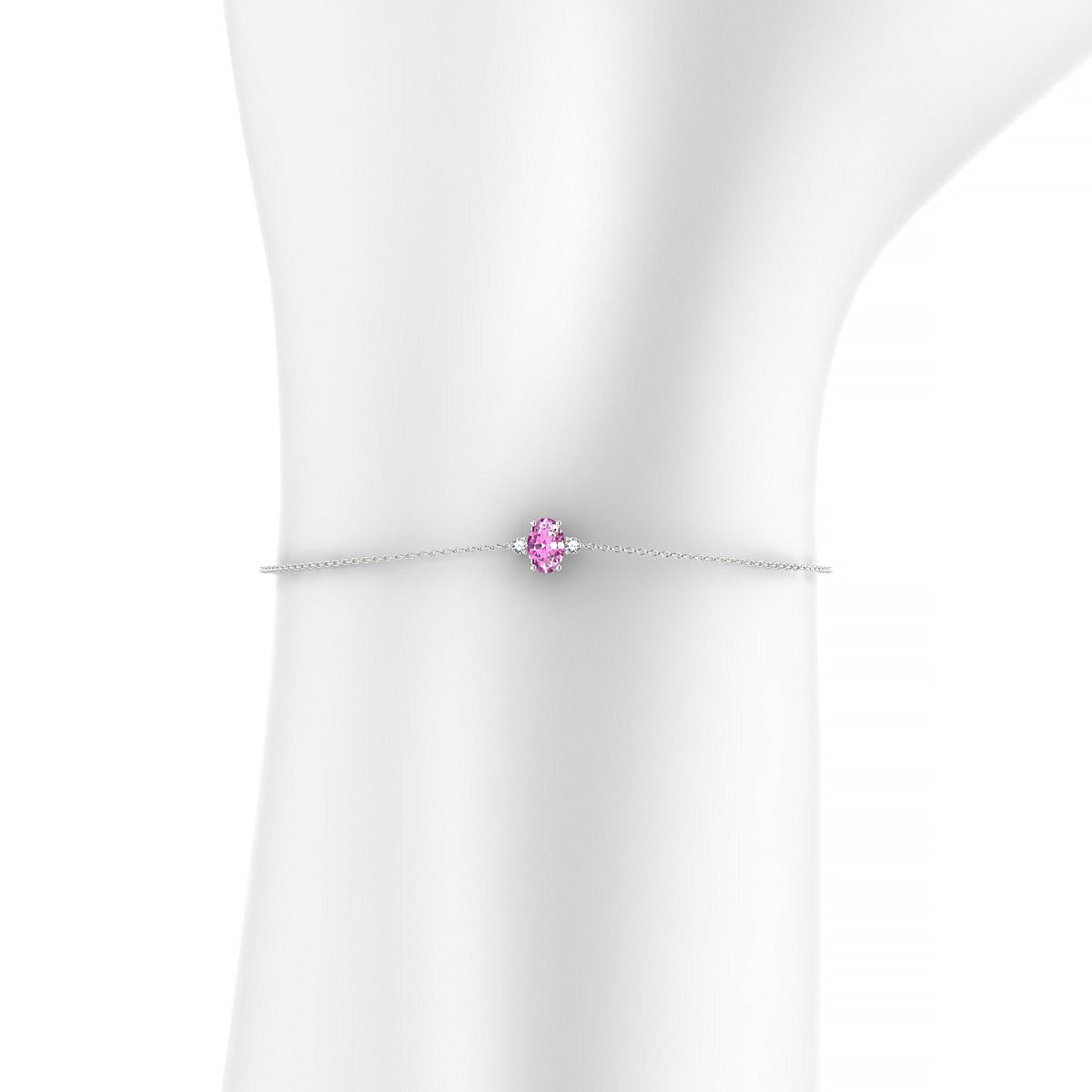 Sparkle | 18k White Gold 6 x 4 mm Oval Pink Sapphire Bracelet