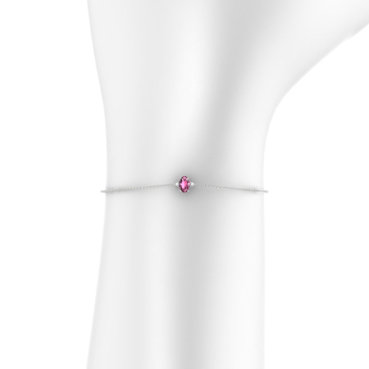 Sparkle | 18k White Gold 6 x 4 mm Oval Rhodolite Bracelet