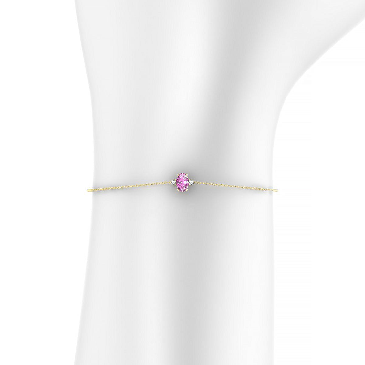 Sparkle | 18k Yellow Gold 6 x 4 mm Oval Pink Sapphire Bracelet