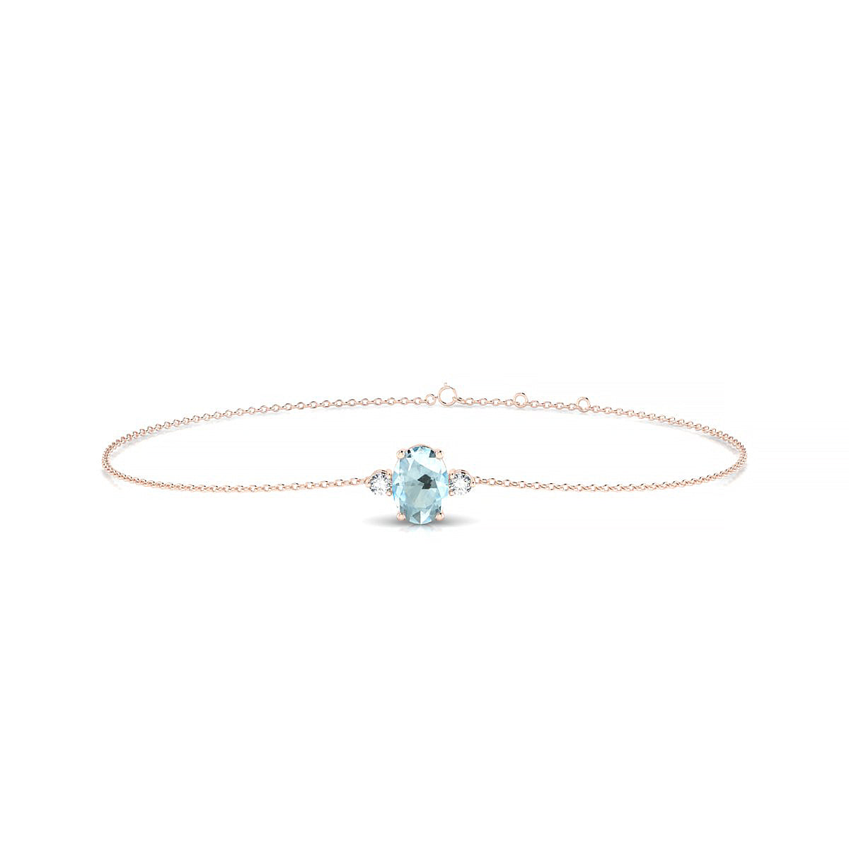 Sparkle | 18k Rose Gold 7 x 5 mm Oval Aquamarine Bracelet