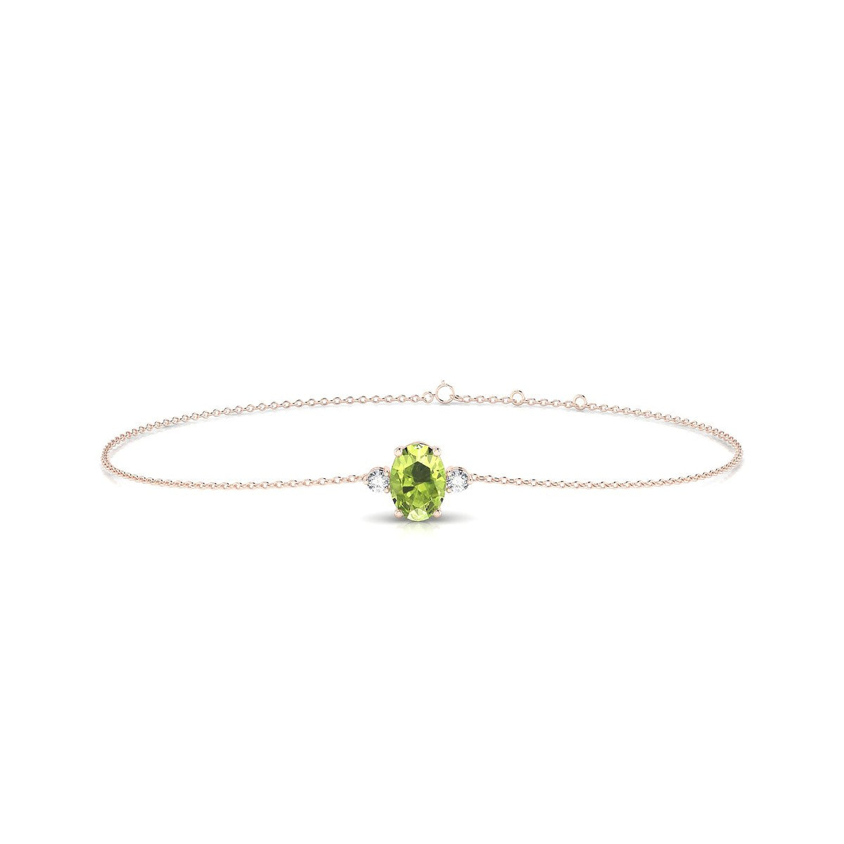 Sparkle | 18k Rose Gold 7 x 5 mm Oval Peridot Bracelet