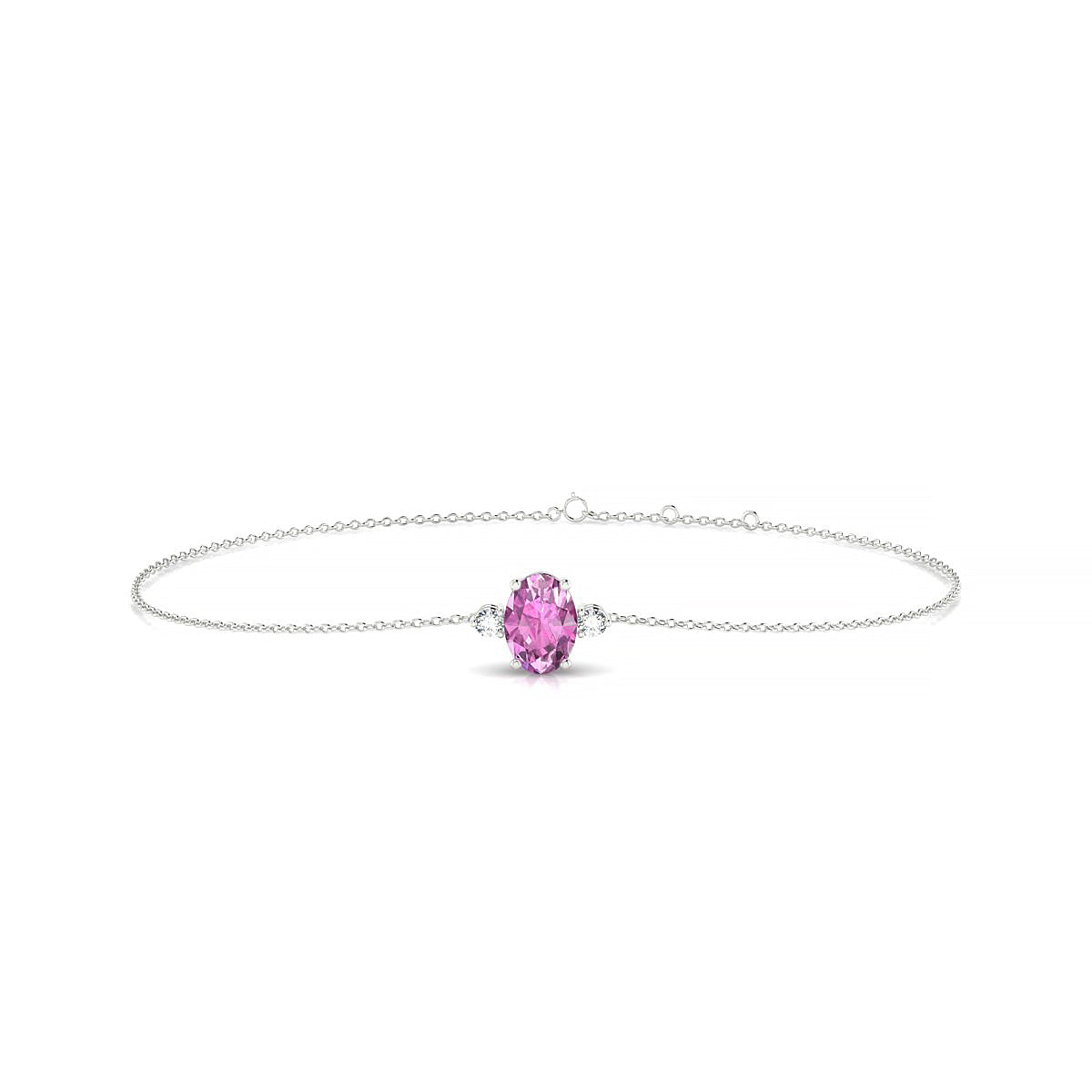 Sparkle | 18k White Gold 7 x 5 mm Oval Pink Sapphire Bracelet