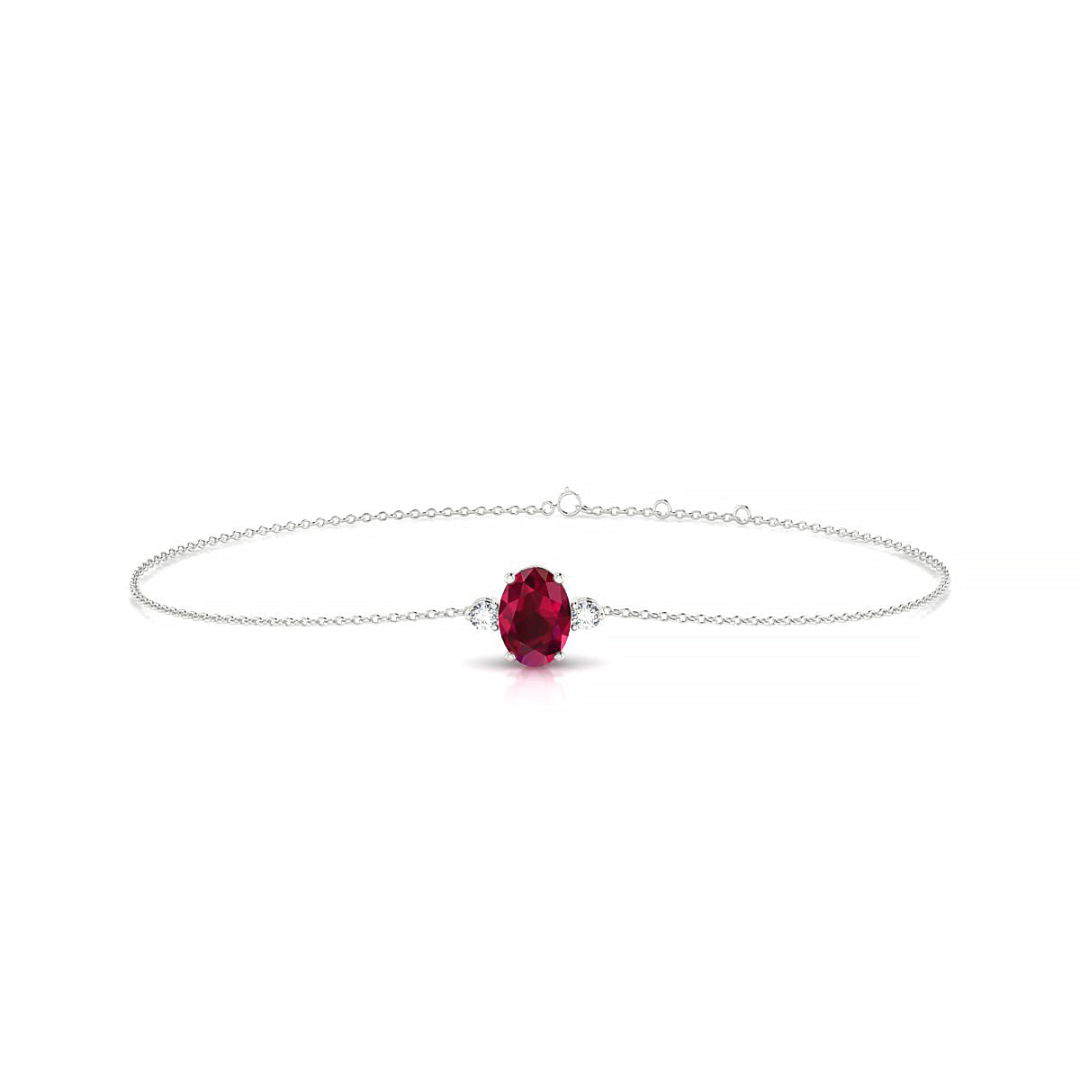 Sparkle | 18k White Gold 7 x 5 mm Oval Ruby Bracelet