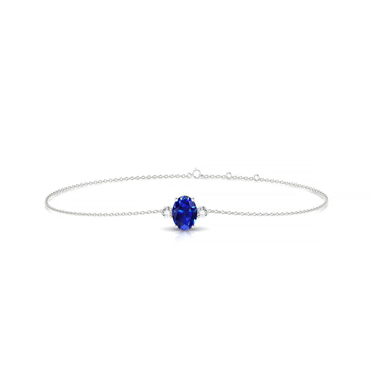 Sparkle | 18k White Gold 7 x 5 mm Oval Sapphire Bracelet