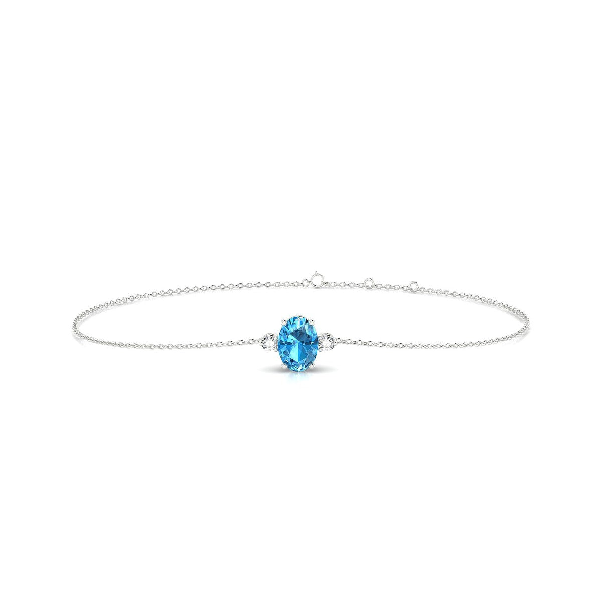 Sparkle | 18k White Gold 7 x 5 mm Oval Topaz Bracelet